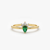 14k Mini Emerald and Diamond Ring 14K Gold Ferkos Fine Jewelry