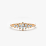 14k Marquise & Round Diamond Anniversary Band 14K Rose Gold Ferkos Fine Jewelry