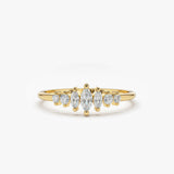 14k Marquise & Round Diamond Anniversary Band 14K Gold Ferkos Fine Jewelry