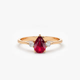 14K Pear Shape Ruby Ring with Diamonds 14K Rose Gold Ferkos Fine Jewelry