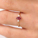 14K Pear Shape Ruby Ring with Diamonds Ferkos Fine Jewelry