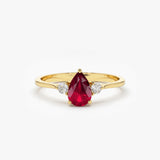 14K Pear Shape Ruby Ring with Diamonds 14K Gold Ferkos Fine Jewelry