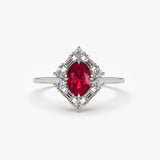 14K Unique Natural Ruby and Baguette Ring Ferkos Fine Jewelry
