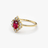 14K Unique Natural Ruby and Baguette Ring Ferkos Fine Jewelry