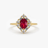 14K Unique Natural Ruby and Baguette Ring 14K Gold Ferkos Fine Jewelry