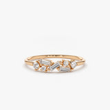 14K Scattered Baguette and Round Diamond Ring 14K Rose Gold Ferkos Fine Jewelry