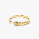 14k Snake Ring with Diamond Eyes Ferkos Fine Jewelry