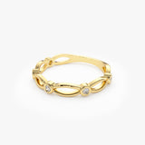 14K Gold Bezel Setting Unique Diamond Wedding Band Ferkos Fine Jewelry