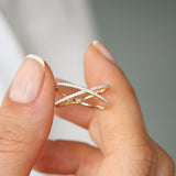 14K Gold Diamond Criss Cross Pave Ring Ferkos Fine Jewelry