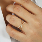 14K Gold Diamond Criss Cross Pave Ring Ferkos Fine Jewelry