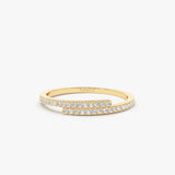 14k Cross Over Diamond Stackable Ring 14K Gold Ferkos Fine Jewelry