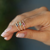 14k Cross Over Diamond Ring with Round Rubies Ferkos Fine Jewelry