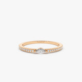 14k Stackable Marquise Pave Diamond Ring 14K Rose Gold Ferkos Fine Jewelry