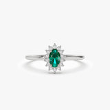 14k Emerald Ring with Halo Diamonds Ferkos Fine Jewelry