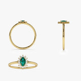 14k Emerald Ring with Halo Diamonds Ferkos Fine Jewelry