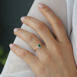 14k Emerald Ring with Halo Diamonds Ferkos Fine Jewelry