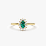 14k Emerald Ring with Halo Diamonds 14K Gold Ferkos Fine Jewelry