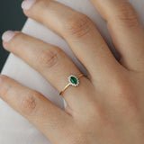 14k Emerald Ring with Halo Diamonds Ferkos Fine Jewelry