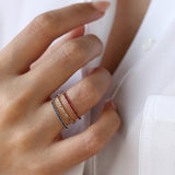 14k Gold Half Eternity Pave Ruby Ring  Ferkos Fine Jewelry