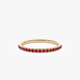 14k Gold Half Eternity Pave Ruby Ring 14K Rose Gold Ferkos Fine Jewelry