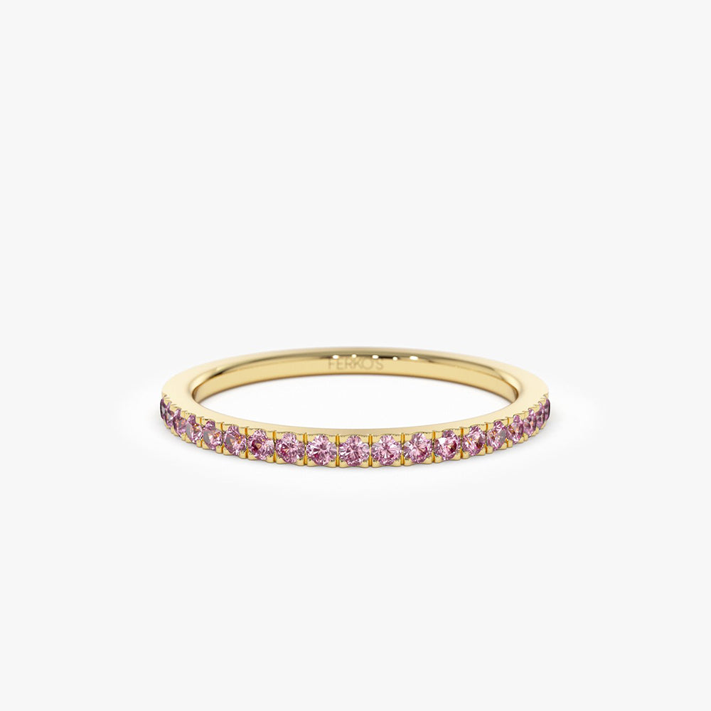 14k Half Eternity Pink Sapphire Ring 14K Gold Ferkos Fine Jewelry