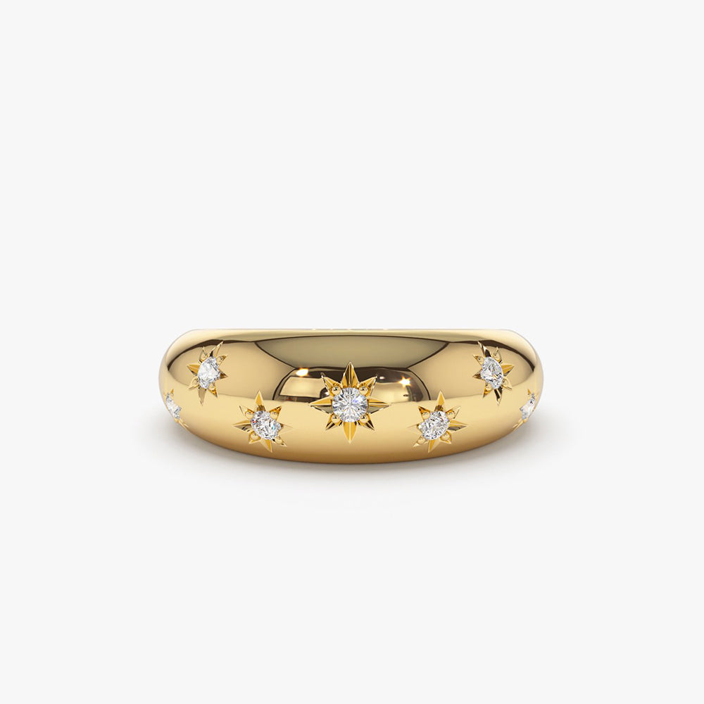 14k 6MM Dome Star Setting Diamond Ring 14K Gold Ferkos Fine Jewelry