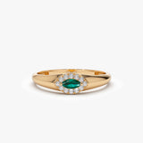 14k Marquise Emerald Ring in Halo Setting 14K Rose Gold Ferkos Fine Jewelry