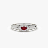 14k Marquise Ruby Ring in Halo Setting 14K White Gold Ferkos Fine Jewelry