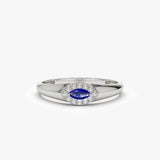 14k Marquise Sapphire Ring in Halo Setting Ferkos Fine Jewelry