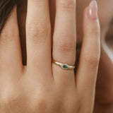 14k Marquise Emerald Ring in Halo Setting Ferkos Fine Jewelry