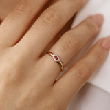 14k Marquise Ruby Ring in Halo Setting Ferkos Fine Jewelry