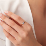 14k Marquise Sapphire Ring in Halo Setting Ferkos Fine Jewelry