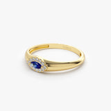 14k Marquise Sapphire Ring in Halo Setting Ferkos Fine Jewelry