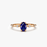 14k Gold Dainty Diamond Genuine Sapphire Ring 14K Rose Gold Ferkos Fine Jewelry