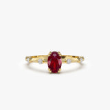 14k Gold Dainty Diamond Genuine Ruby Ring 14K Gold Ferkos Fine Jewelry