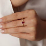 14k Gold Dainty Diamond Genuine Ruby Ring  Ferkos Fine Jewelry