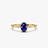 14k Gold Dainty Diamond Genuine Sapphire Ring 14K Gold Ferkos Fine Jewelry