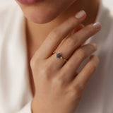 14k Gold Dainty Diamond Genuine Sapphire Ring  Ferkos Fine Jewelry