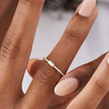 14k Stackable Baguette Diamond Ring with Pave Diamonds Ferkos Fine Jewelry