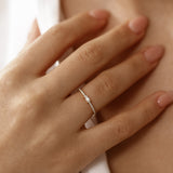 14k Stackable Baguette Diamond Ring with Pave Diamonds Ferkos Fine Jewelry