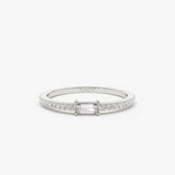 14k Stackable Baguette Diamond Ring with Pave Diamonds Ferkos Fine Jewelry