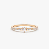 14k Minimalist Pave Diamond Stacking Ring 14K Rose Gold Ferkos Fine Jewelry