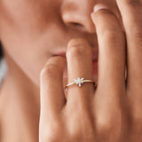 14k Triangle Shape Baguette & Round Diamond Stacking Ring Ferkos Fine Jewelry