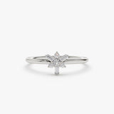 14k Triangle Shape Baguette & Round Diamond Stacking Ring Ferkos Fine Jewelry