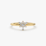 14k Triangle Shape Baguette & Round Diamond Stacking Ring 14K Gold Ferkos Fine Jewelry