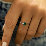 14k Slanted Pear Shape Emerald Ring with Pave Diamonds Ferkos Fine Jewelry