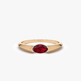 14K Horizontal Marquise Shape Natural Ruby Ring 14K Rose Gold Ferkos Fine Jewelry