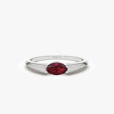14K Horizontal Marquise Shape Natural Ruby Ring Ferkos Fine Jewelry