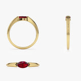 14K Horizontal Marquise Shape Natural Ruby Ring Ferkos Fine Jewelry