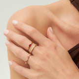 Full Eternity Clover Ruby and Diamond Ring in 14k Gold Ferkos Fine Jewelry